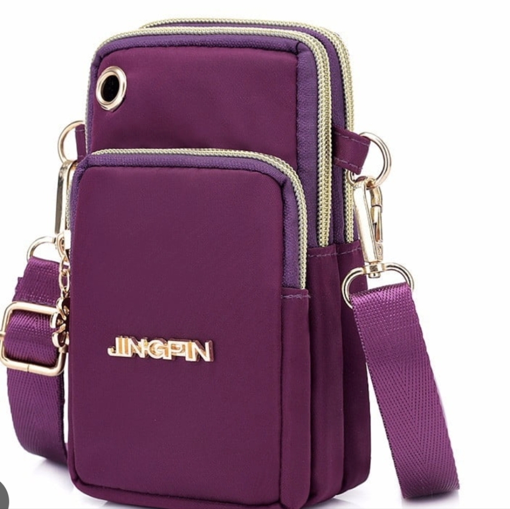 Jingpin Vinyl Crossbody Phone Bag Purple